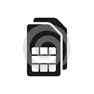 Two sim card flat vector icon isolated on white background